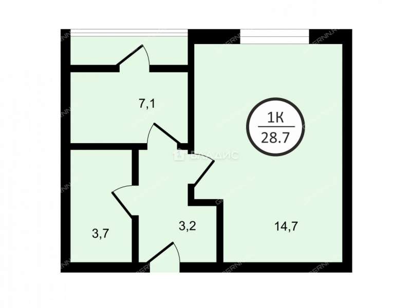 однокомнатная квартира на Нижегородской улице дом 7