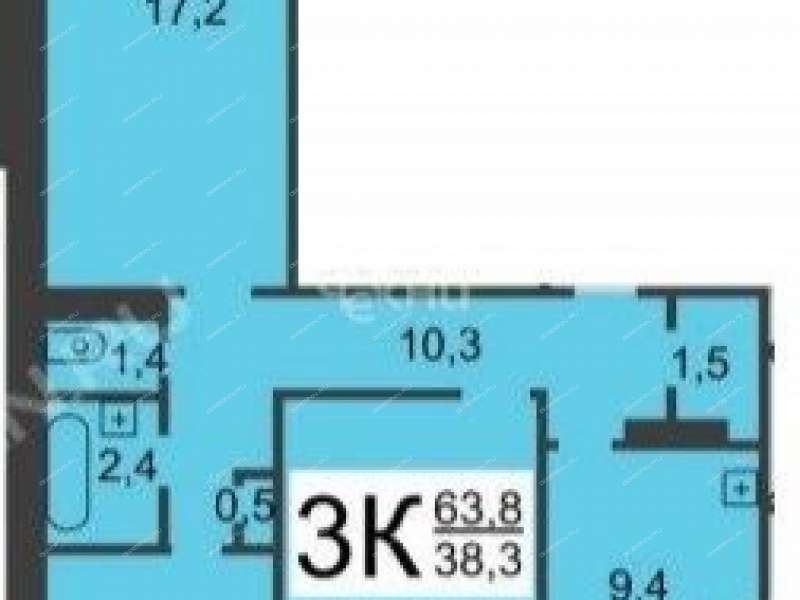 трёхкомнатная квартира на улице Героя Советского Союза Усилова дом 2 к3