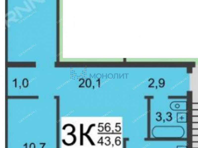 трёхкомнатная квартира в микрорайоне Щербинки 1-й дом 2