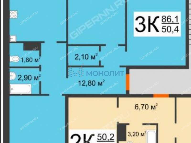 трёхкомнатная квартира на проспекте Кораблестроителей дом 52