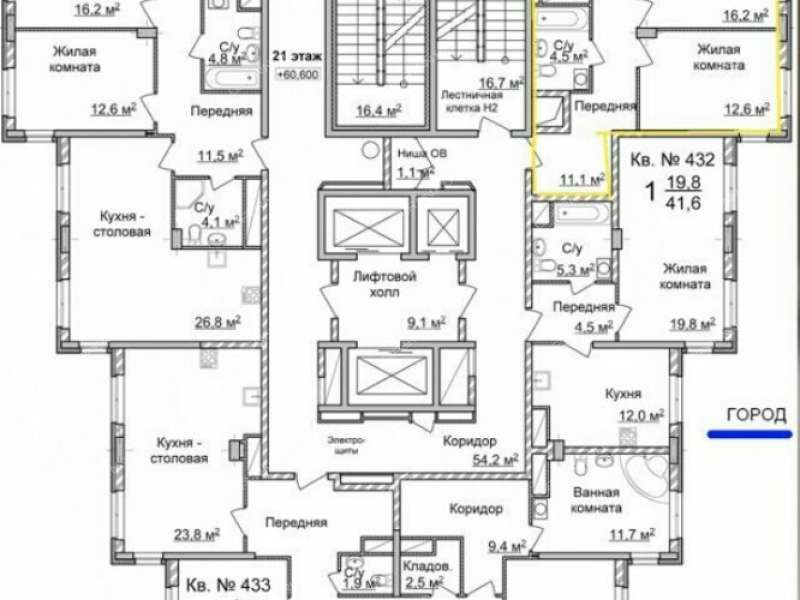 двухкомнатная квартира на улице Маршала Баграмяна дом 4