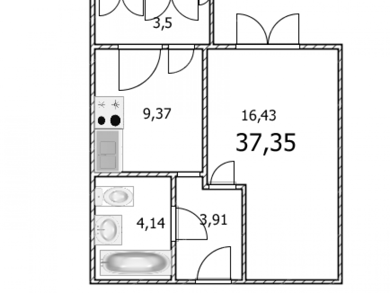 однокомнатная квартира на Южном бульваре дом 11