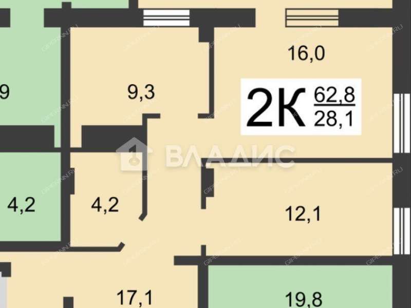 двухкомнатная квартира на Краснозвёздной улице дом 25