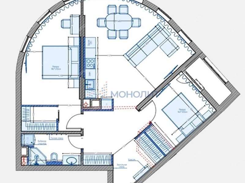 двухкомнатная квартира на улице Родионова дом 178