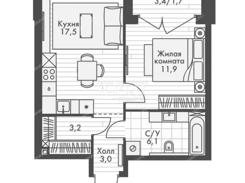 однокомнатная квартира на Черниговской улице