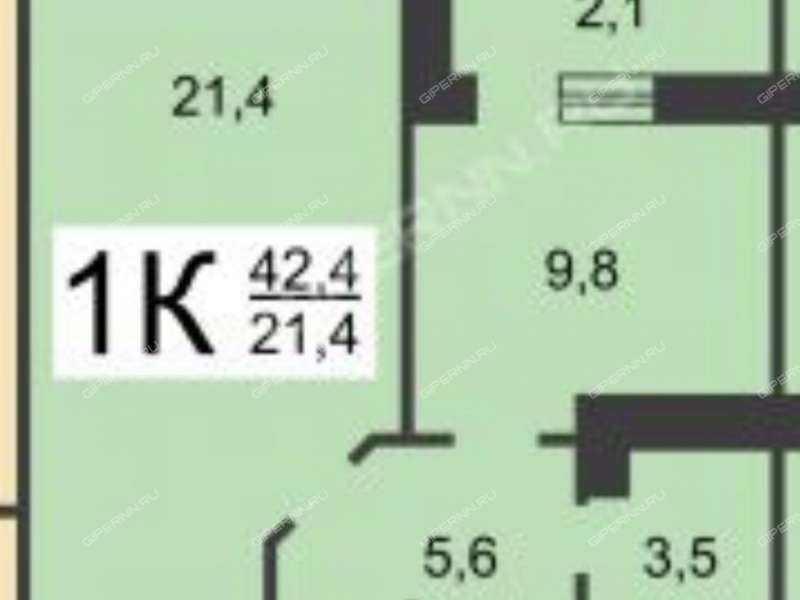 однокомнатная квартира на улице Верхнепечёрская дом 15 к1