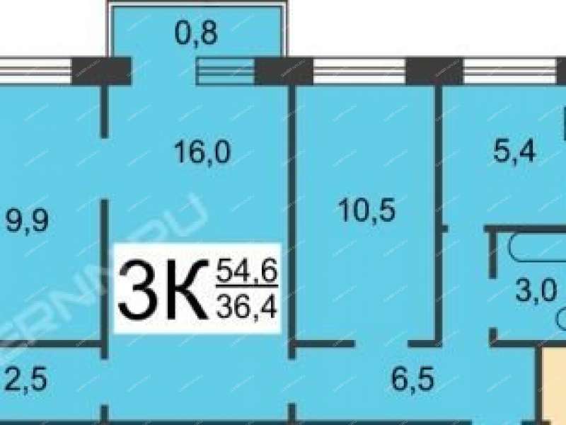 трёхкомнатная квартира на улице Героя Советского Союза Прыгунова дом 13