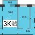 трёхкомнатная квартира на улице Героя Советского Союза Прыгунова дом 13