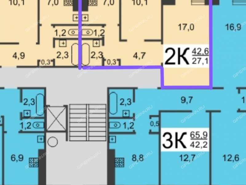 двухкомнатная квартира на улице Пермякова дом 46