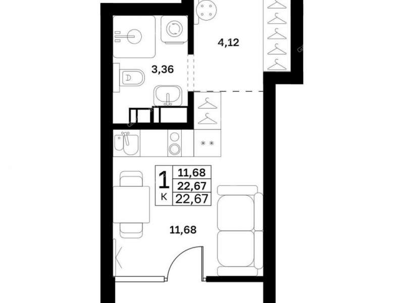 квартира-студия в новостройке в границах улиц Страж Революции, Гвардейцев, 50-летия Победы, Евгения Никонова, 17