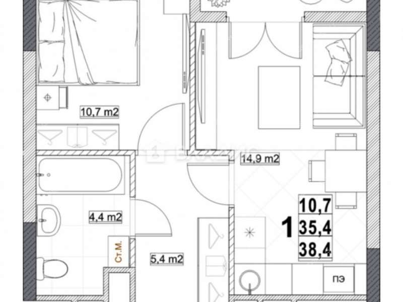 однокомнатная квартира на улице Бетанкура дом 7