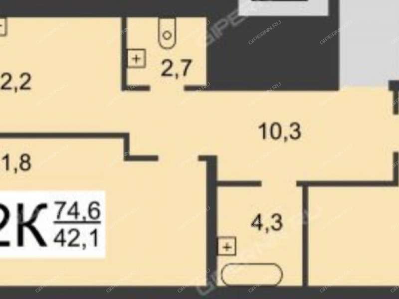 двухкомнатная квартира на улице Дунаева дом 19